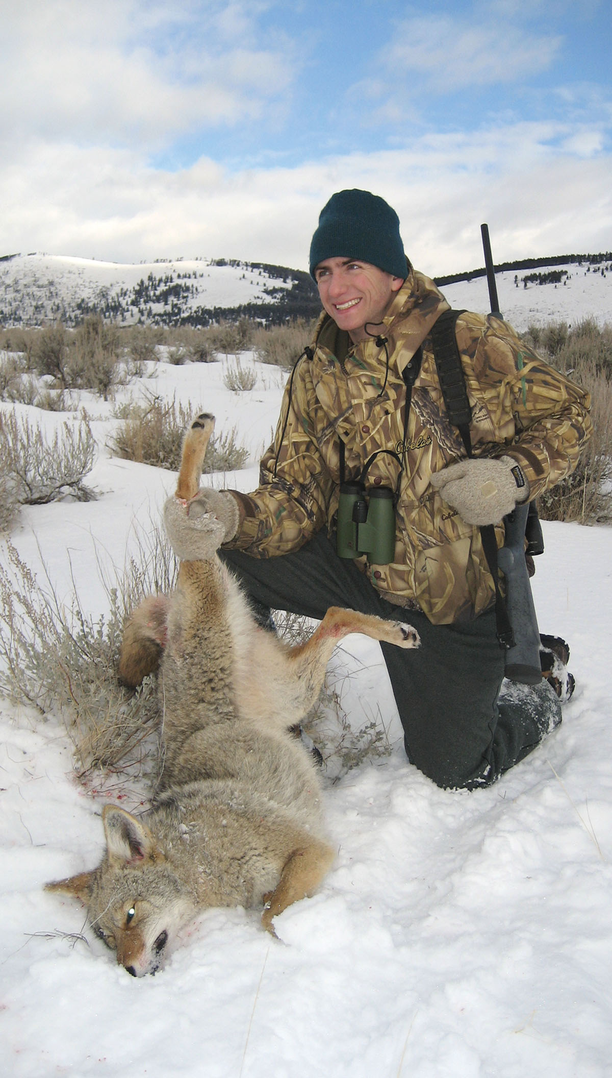 Thomas Haviland shot this coyote at 100 yards when it came to his calls. His 4-12x scope set on 4x provided plenty of field of view to quickly find the coyote and shoot.
